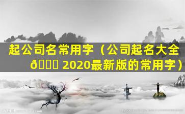 起公司名常用字（公司起名大全 🐋 2020最新版的常用字）